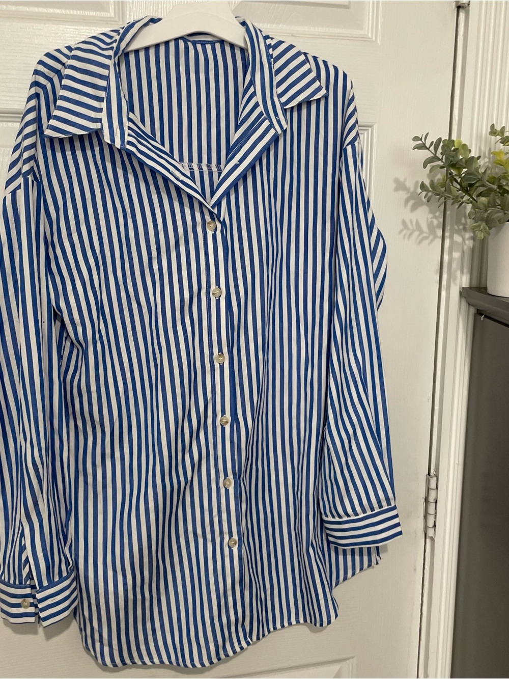 Classic Blue and White Striped Button-Up Shirt